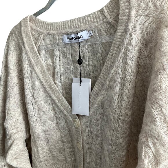 RUMORED Frenchie Cardigan Cream Cable size L Large Oversized - Picture 5 of 12